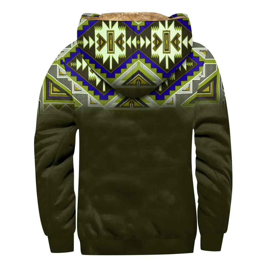 Vinter dragkedja för män med huva i fleecetröja med patchficka Casual jacka