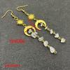 Sonne Mond Unregelmäßige Synthetische Edelsteine ​​Quaste Design Baumeln Ohrringe Eleganten Stil Legierung Schmuck Trendy Weibliches Geschenk