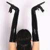 Gants de Performance de Pole Dance Longs pour Adultes Enduits de Cuir Verni Accessoires de Costume d'Halloween Gants Serrés