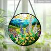 2D Flache Buntglasblumen-Fensterdekoration Farbige Glasplatte, 7,87 Zoll Hängendes Ornament mit Kette, Charmantes Frühling Sommer Sonnenfänger Zuhause