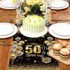 6 Pcs 50th Birthday Table Runners Plastic Black and Gold Tablecloths Happy 50th Birthday Table Runners 14x108 Inch for Men Women Anniversary