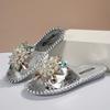 [Hand Stitched | Fashion] Floral Rhinestone Pearl Women's Hand Stitched Slipper | Fashion Cool Open Toe | For Outdoor