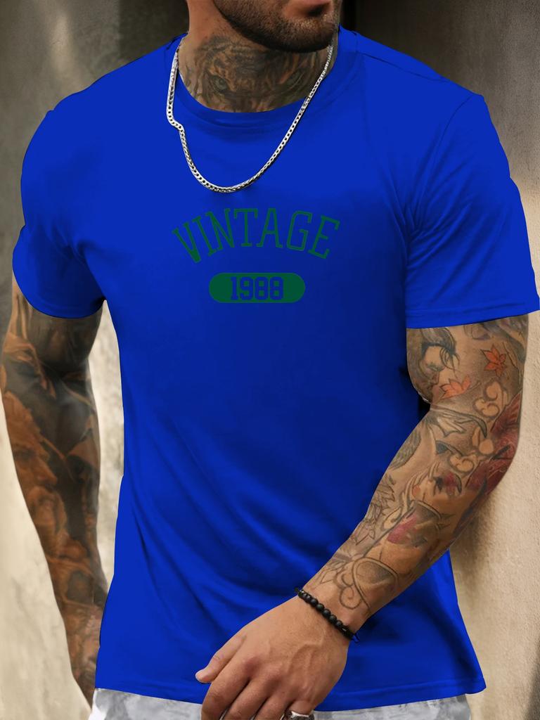 Short Sleeve TShirt VINTAGE 1988 Mens 100 Cotton Pattern Printed Shirt Summer Round Neck Breathable Casual Fashion Cool Tee
