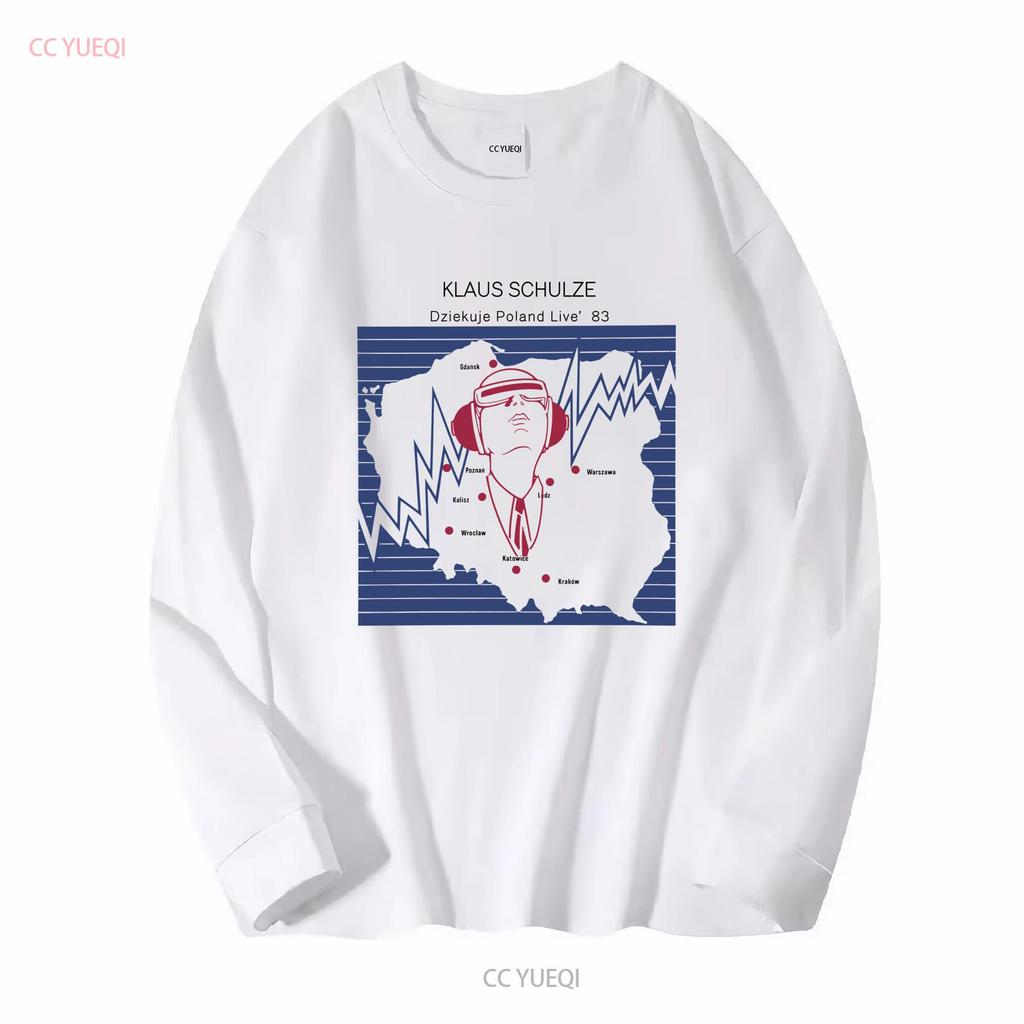 Klaus Schulze in Polen limitierte Auflage klassisches graues Tribut-T-Shirt lange oder kurze Ärmel Vintage gewaschen dehnbar bequem