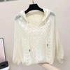 Pull à manches creuses en tricot fin et ample pour femme