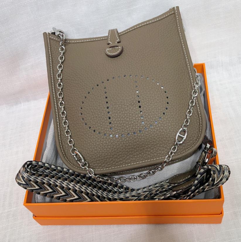 First Layer Cowhide Evelyn Bag Genuine Leather Women's Bag Lychee Patterned Bucket Bag Mini Casual Shoulder Crossbody Bag