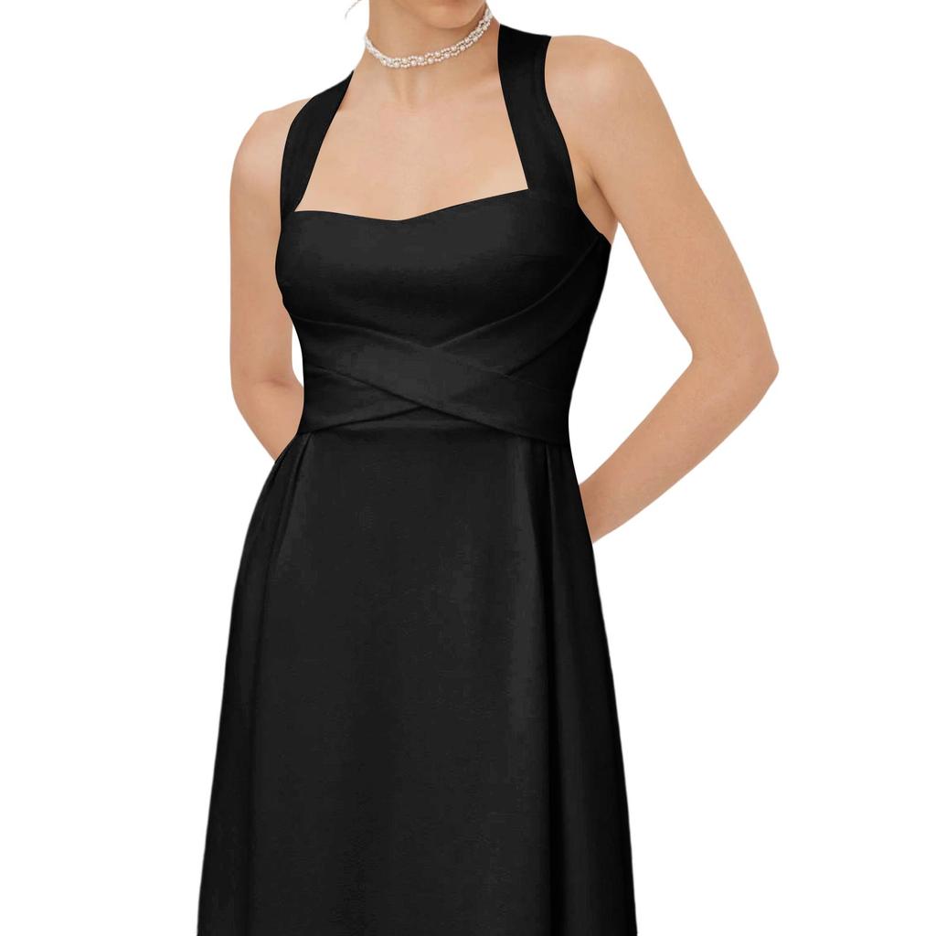 Trendy Women's Square Neck Spaghetti Strap Cami Dress - Sleeveless Color Fitted Waist Summer Casual Dress for Women 20