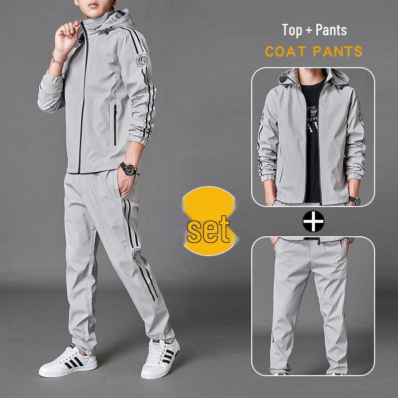 Men's Hooded Jacket and Track Pants Set - Spring/Autumn Casual Fashion