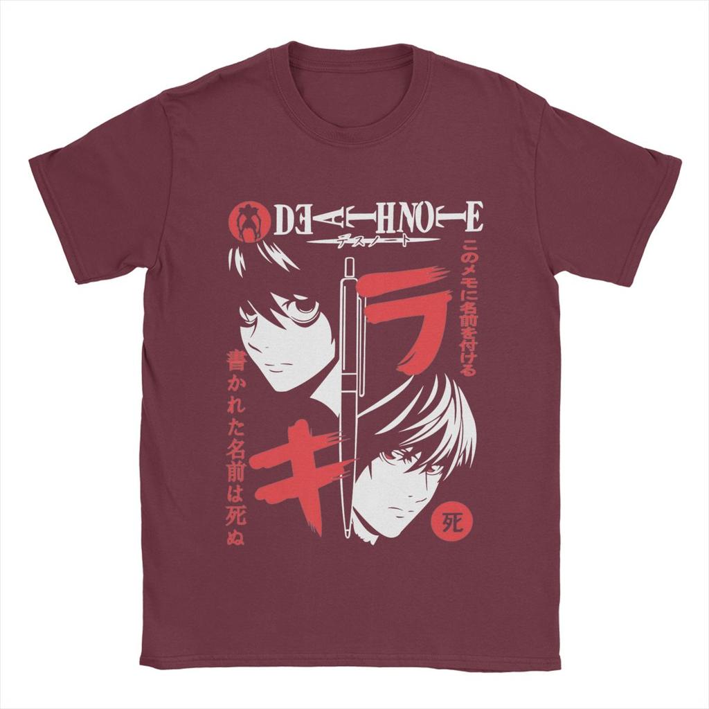 Men T-Shirts Deaths Notes Casual 100% Cotton Tees Short Sleeve L Lawliet Yagami Light T Shirts Round Neck Clothes 4XL 5XL 6XL