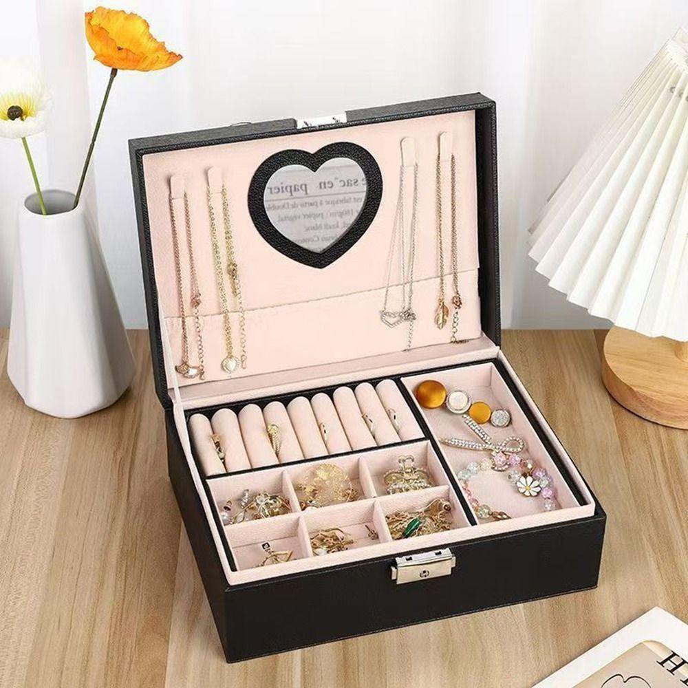 Dustproof Double Layer Jewelry Box Large Capacity Cosmetics Box Jewelry Storage Box  Bracelets
