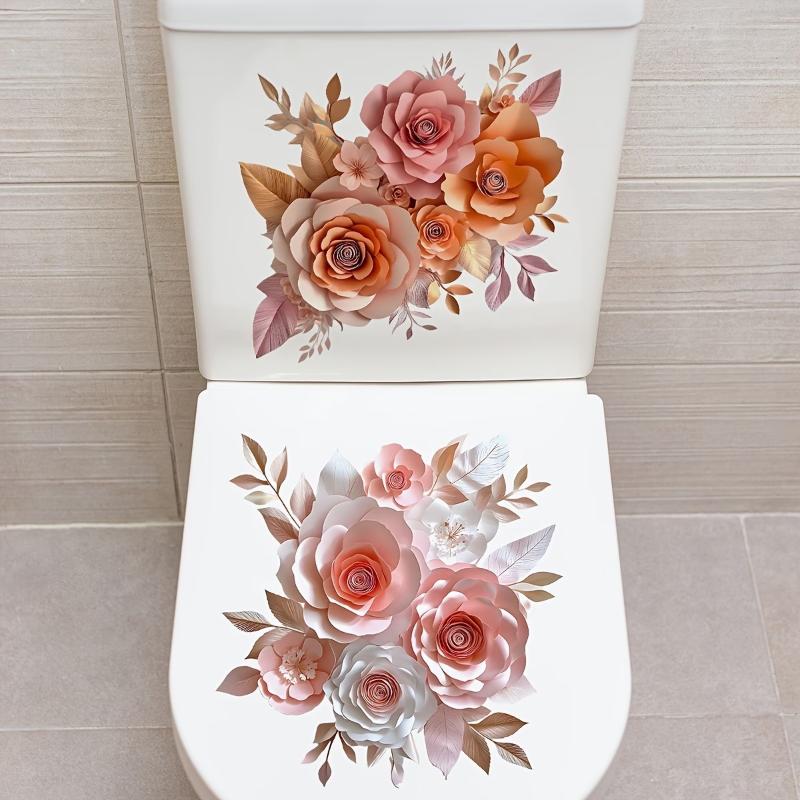 Blomster Toiletklistermærke Vandtæt Badeværelse Vægmærkat Toiletlåg Klistermærke Selvklæbende Aftagelige Dekaler Boligindretning