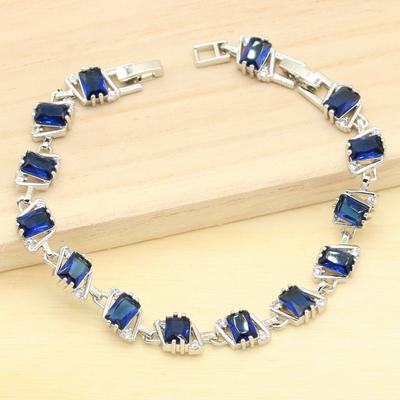 Armband aus 925er Silber mit blauem Saphir und grünem Smaragd für Damen. Geschenk. Schmuck. Lagerräumung