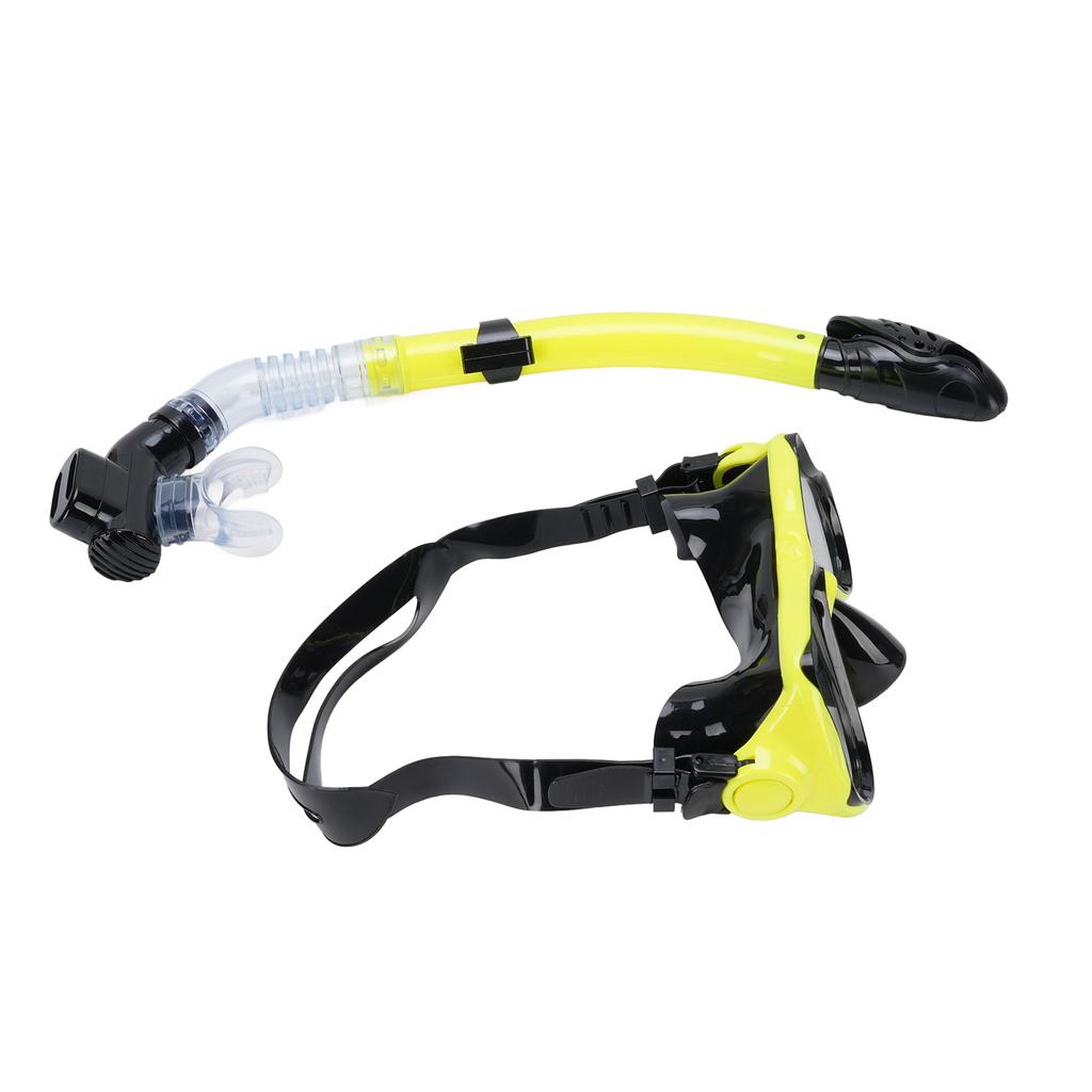 Adult Snorkel Set Wide View High Definition Tempered Glass Lens Diving Goggles and Full Dry Snorkel
