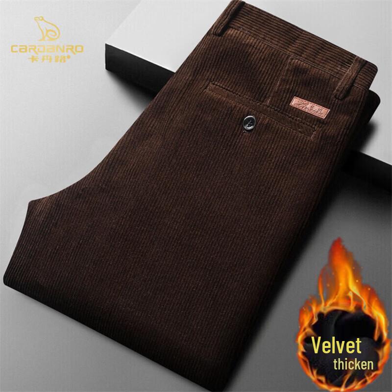 CARDANRO Men's Cotton Corduroy Business Casual Trousers - Thickened Warm Fleece