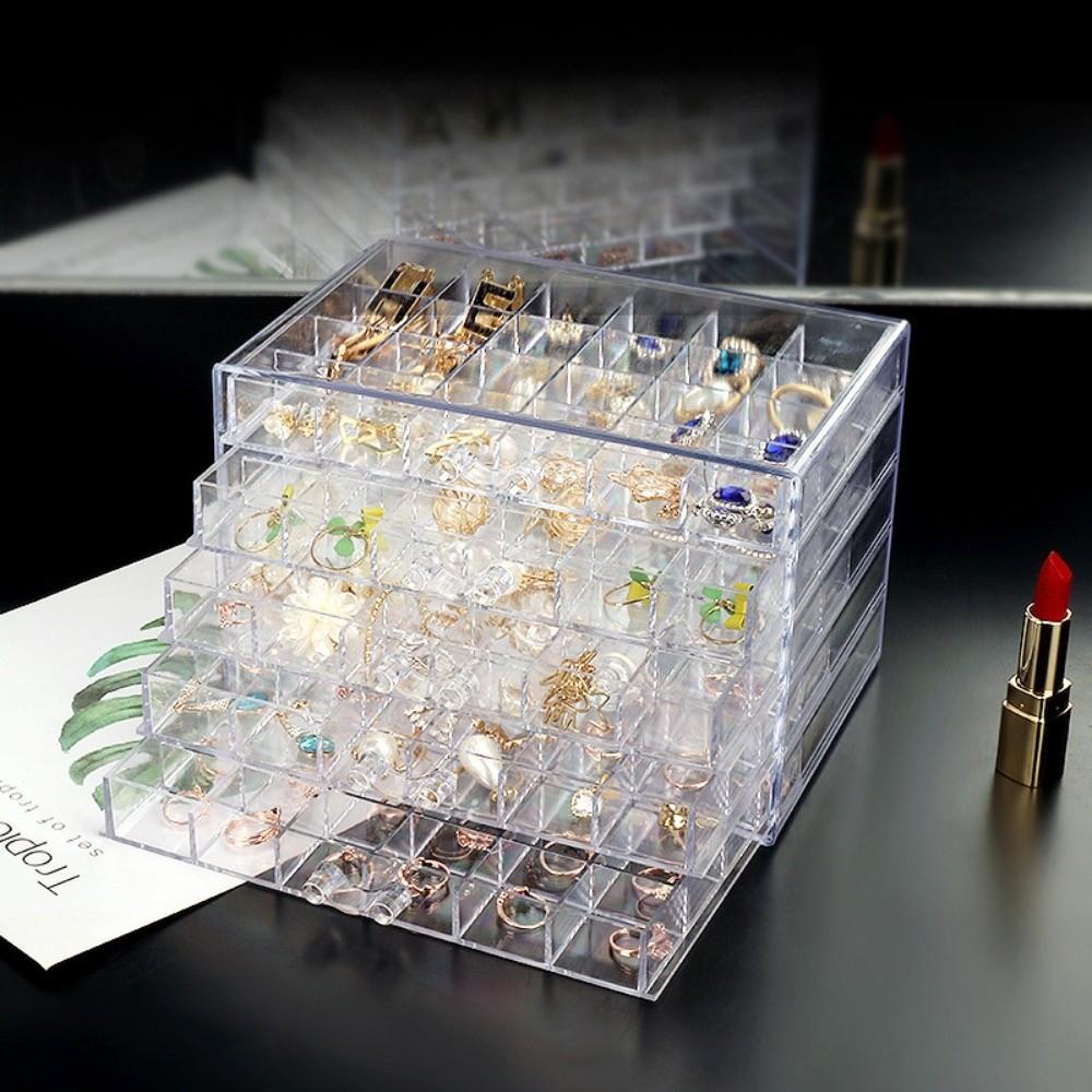 Plastic Transparent Organizer Box Drawer Style Jewelry Sorting Box Nail Art Storage Box  Bathroom