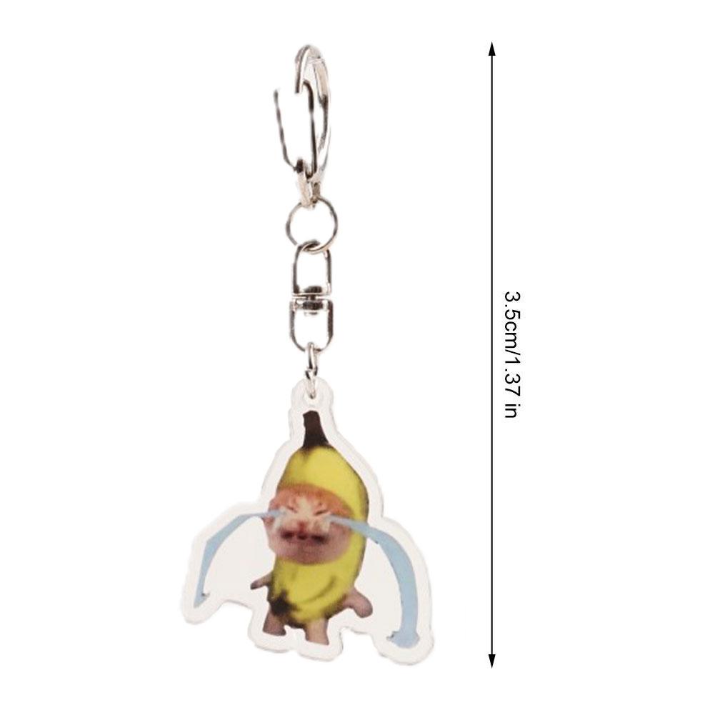 Banana Cat Keychain for Students Funny Pendant Lanyard Decorations Cat Charm Phone Chain Anti-lost Strap Decors