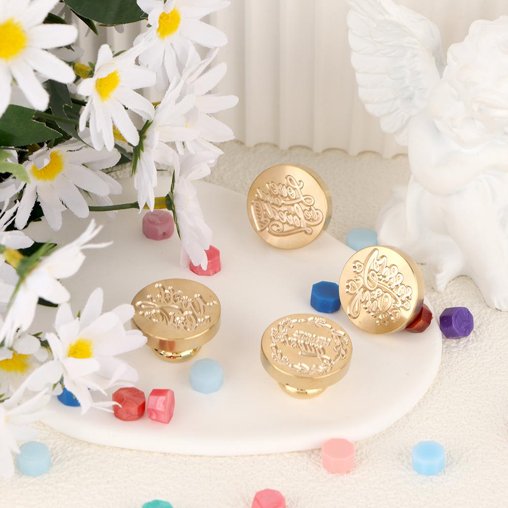 Blessing Phrases Wax Seal Stamp Retro Sealing Wax Stamp 25mm Removable Brass Head for Envelope Card Package Decoration