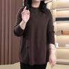 Warm Knitted Plus Size Round Neck Sweater for Middle-Aged & Elderly Women - Fashionable Autumn/Winter Top