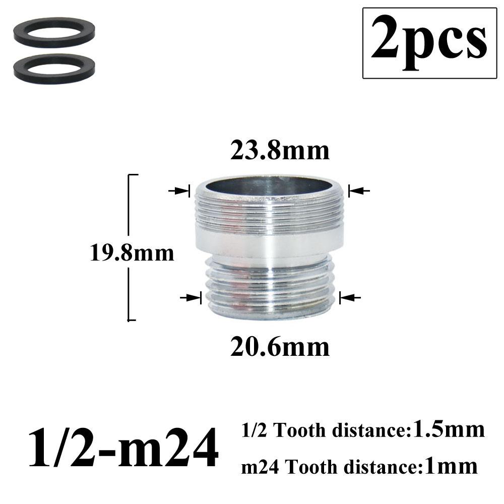 2 יחידות 1/2 שינוי ל- 16 18 20 22 24 26 28 מ"מ חוט זכר נקבה ברז מתאם מטבח חדר אמבטיה פליז Bubbler מים משותף אבזרי