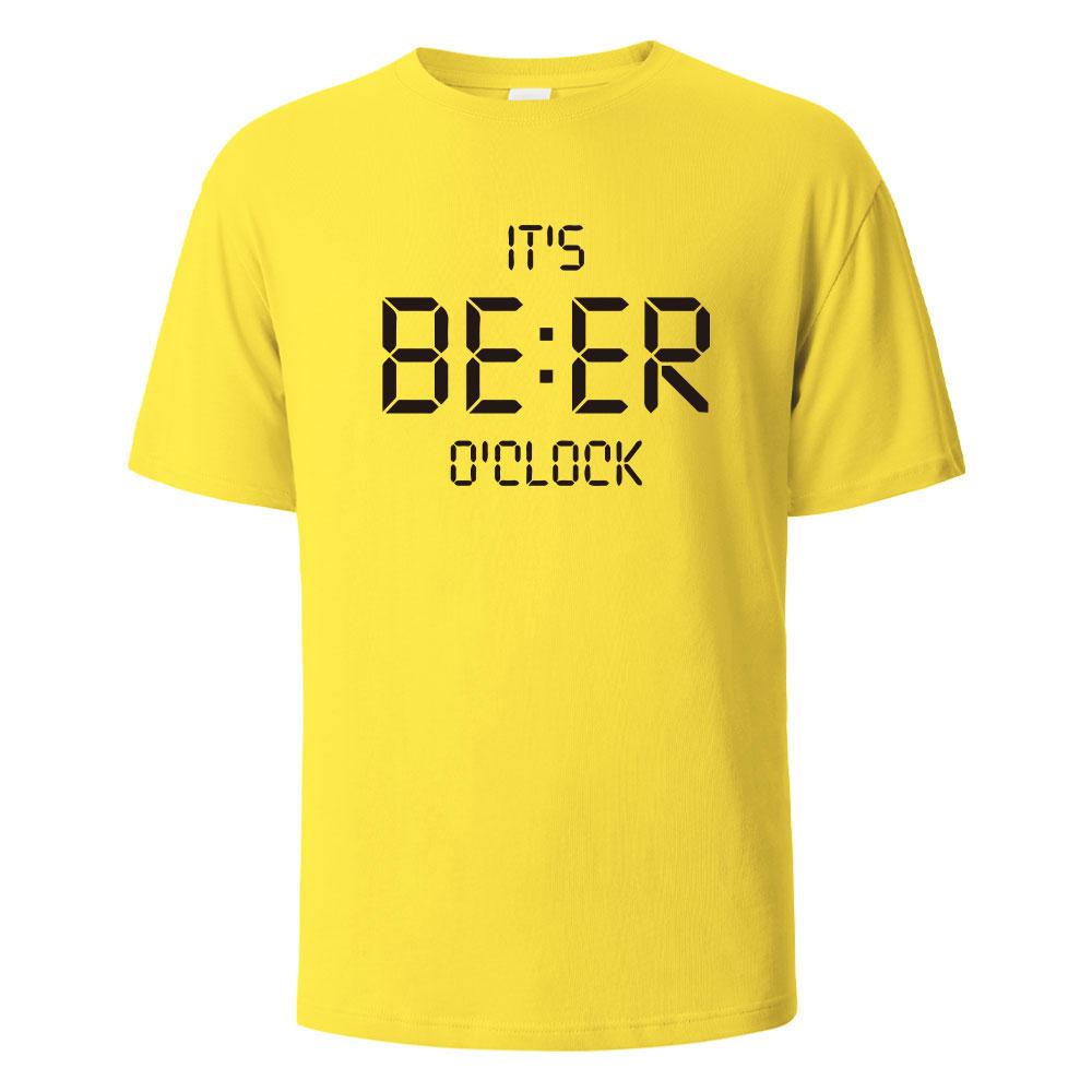 Its Beer Oclock Print TShirt 100 Cotton Summer Tees For Men Women Oversize Casual Tops