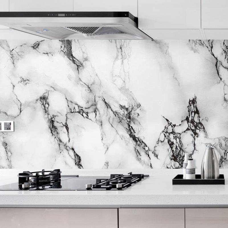 Marmor Küche Öl-Beweis Film Herd Wasserdicht Feuchtigkeit-Beweis Selbst-Klebe Tapete Arbeitsplatte Schrank Renovierung Fliesen Aufkleber