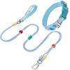 Dog Leash & Collar Set with AirTag Holder For Small Medium Large Dogs,5 FT Double Rope Leashes with Adjustable Reflective Collar