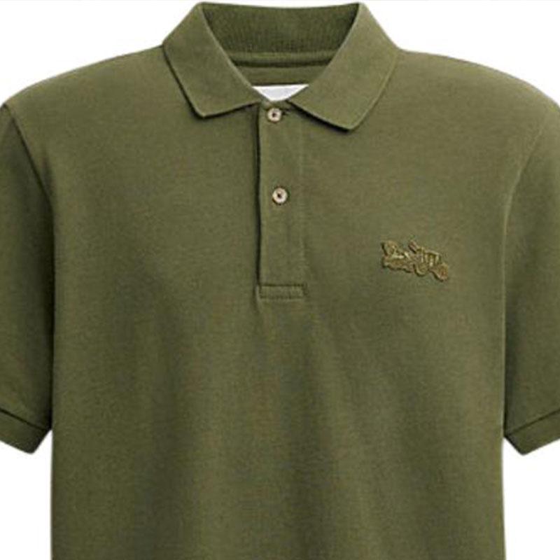 Coach Ss24 Solid Color Carriage Pattern Casual Short Sleeve Polo Shirt Men tops Green CT025-TV4
