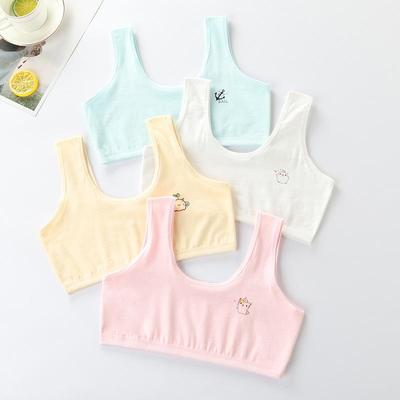 Girls' Pure Cotton Double-Layer Training Bra - Anti-Nipple Show Vest for Junior & High School Students