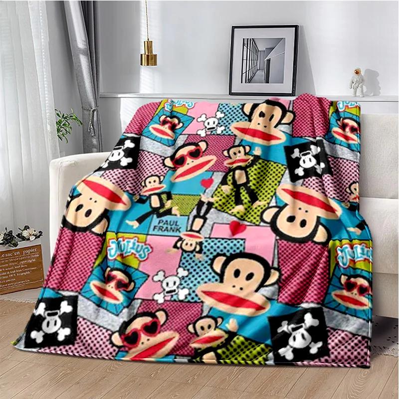 P-Paul Frank-k Flannel Portable Blanket for Children's Picnic in Living Room Bedroom Sofa Bed Ideal Birthday Gift