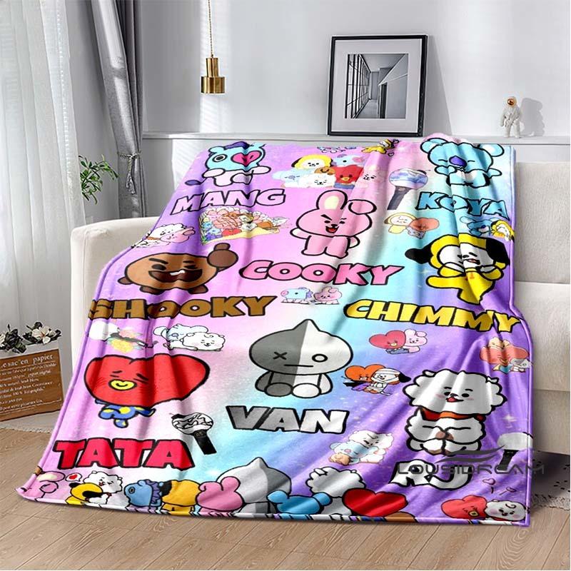 2026 Nuova Collezione Cartoni Animati Anime BT21 Adorabile Coperta Ultra Morbida per Bambini Coperta da Divano Perfetta per Viaggi Divani Picnic