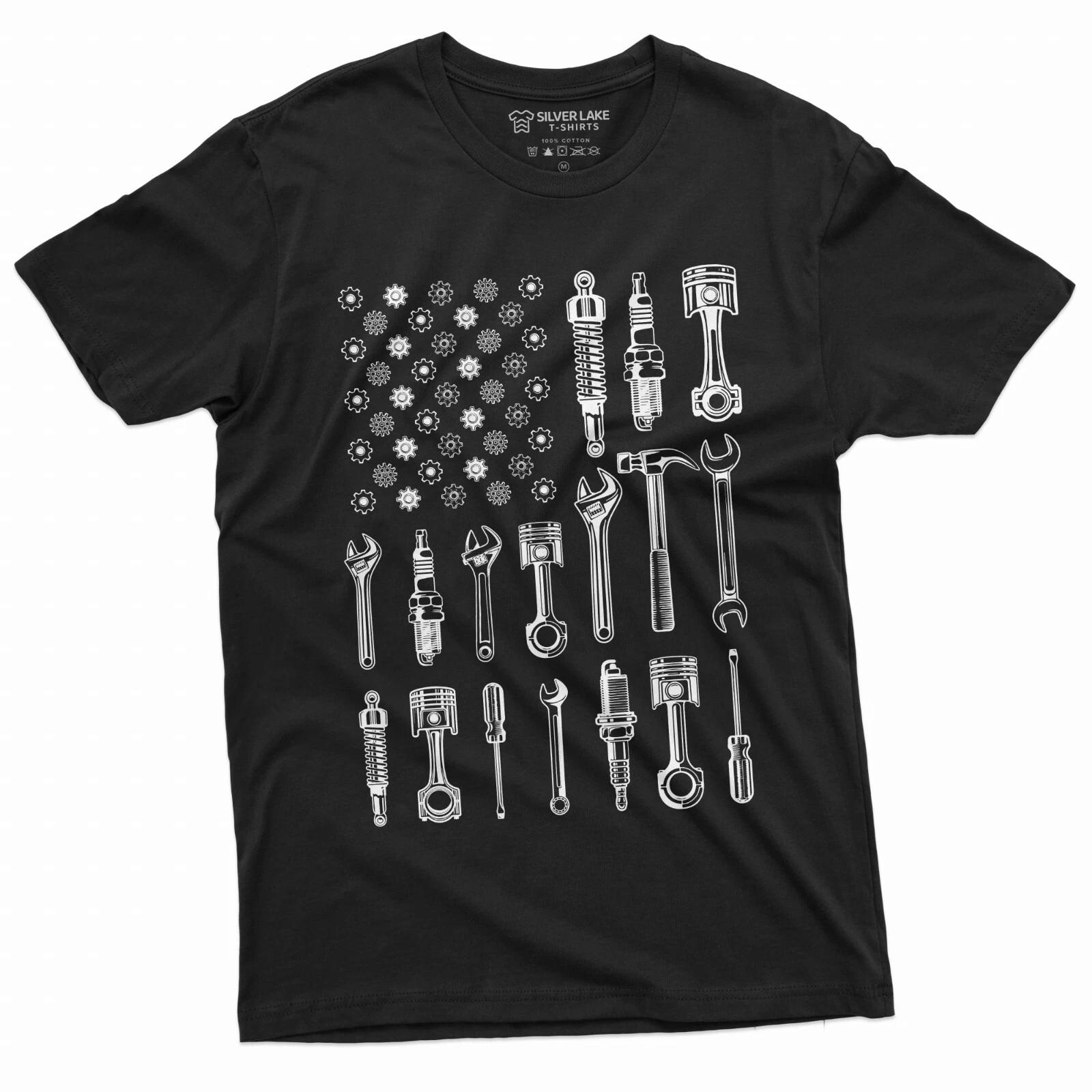 Mechanic USA Flag Garage Shirt Tools Bolts American Patriotic Mechanical Flag XXXL
