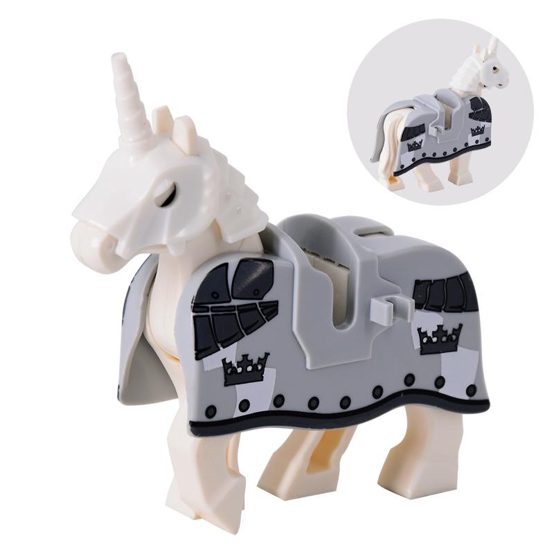Jednotlivě prodávaný středověký rytíř římský válečný kůň Rohan zvíře stavebnice akční figurky DIY hračky pro děti dárky