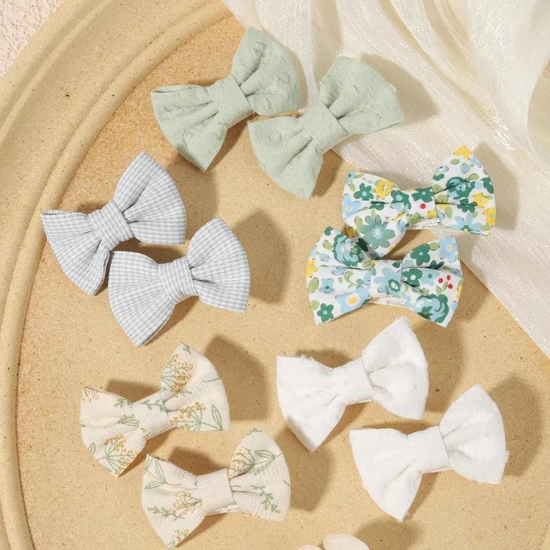 1 Set Fabric Printed Bow Hair Clips Suitable Children Girls Teenagers Party Decoration Clips Girls Baby Hair Accessories Gifts
