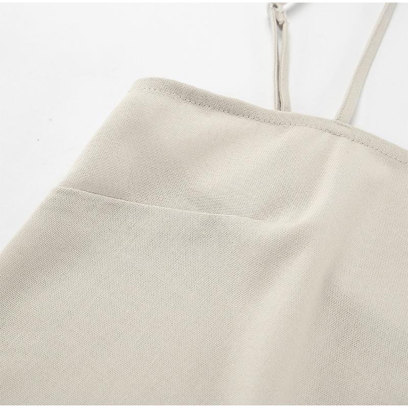 Elegant Cotton Lined Slip Dress Women Solid Color Tube Sleeveless Long Dresses Female 2025 Spring Summer Fashion Lady Beach Dress