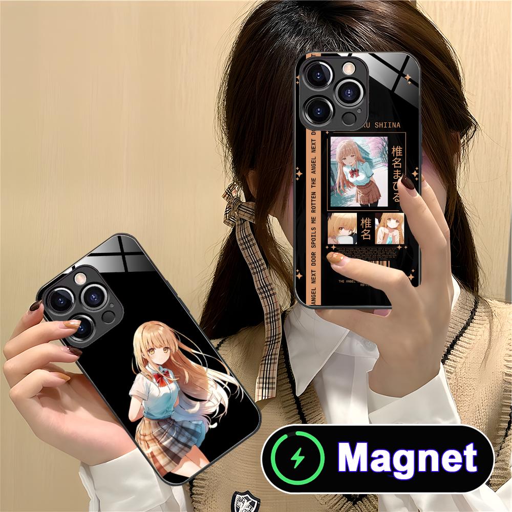 Angel Mahiru Shina Phone Case for iPhone 17 16 15 14 13 12 11 Air Pro Max Plus Mini Glass MagSafe Cover