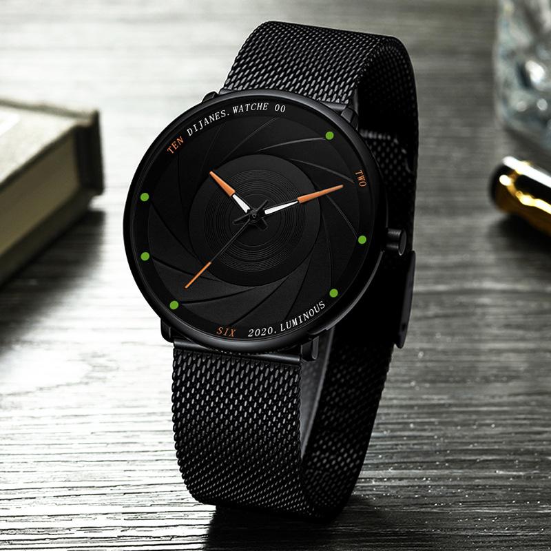 Dijanes Men'S Watch Trend Student Stainless Steel Mesh Strap Quartz Movement Watch