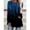 Fashionable Starry Tie Dye Gradient Print Casual Round Neck Long Sleeved T-shirt Casual Long T-shirt Top