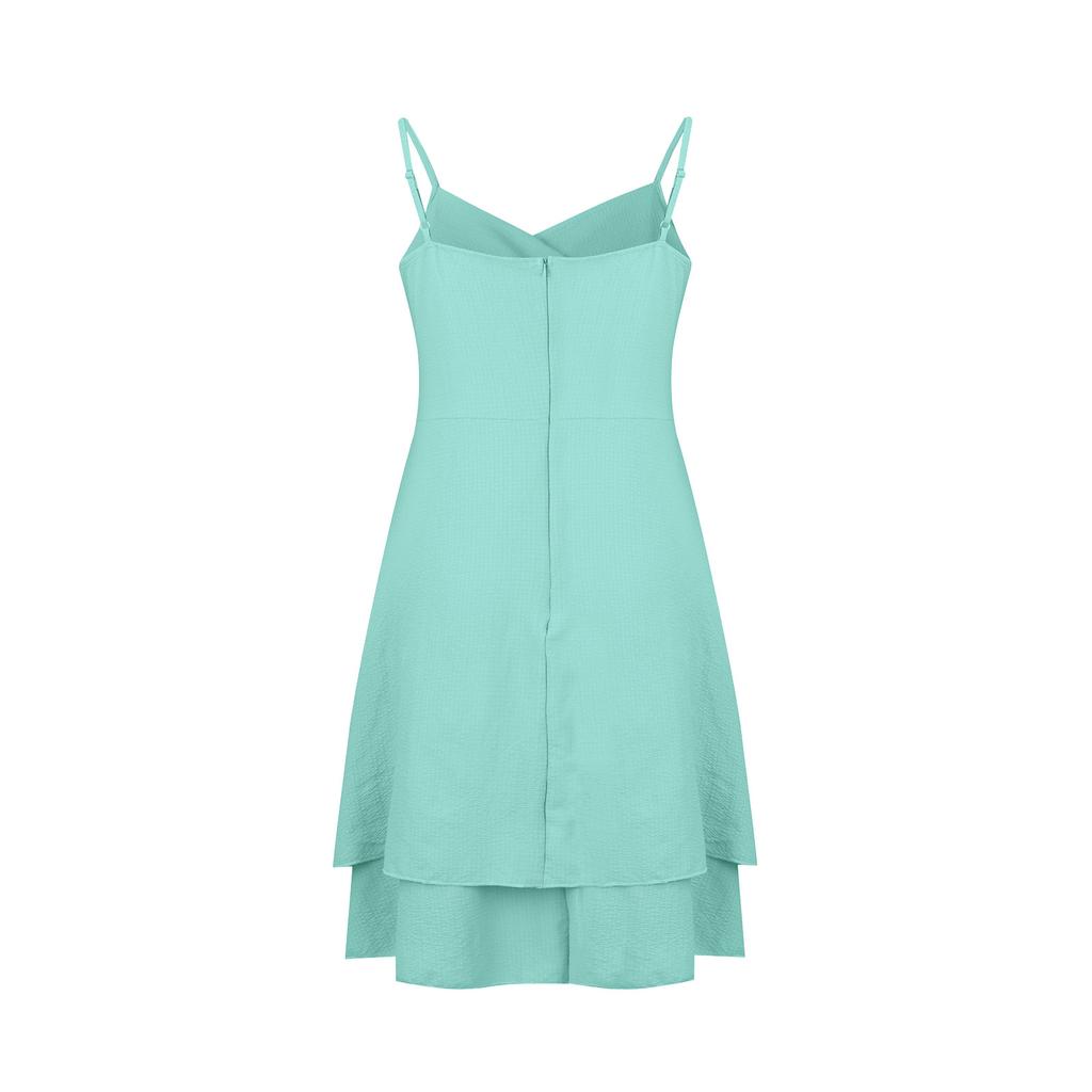 Ärmelloses, erfrischendes Damenkleid, lässig, einfarbig, locker, offener Rücken, Reißverschluss