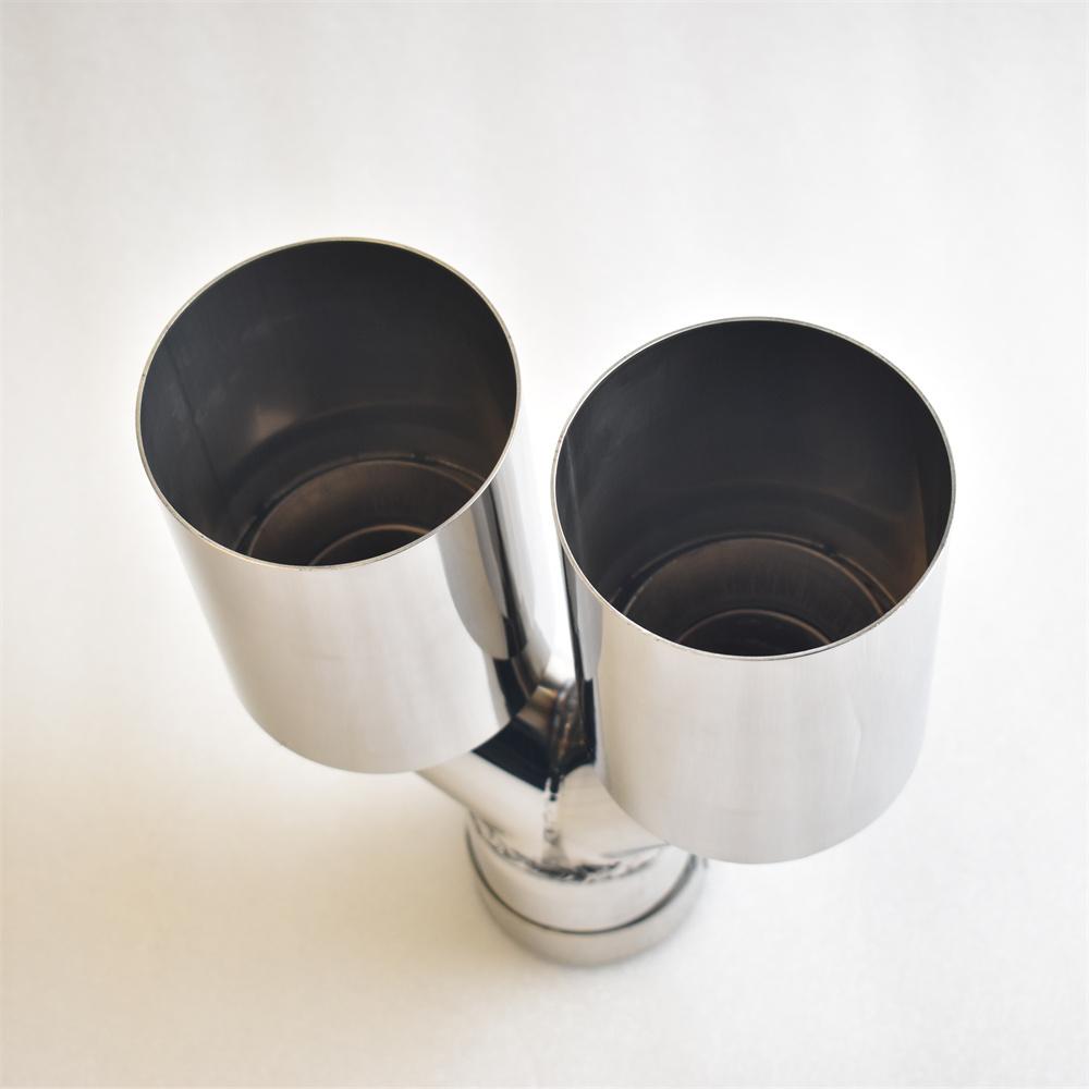 Dual Exhaust Tip 2.5 Inch Inlet To 3.5" Outlet 10" Length Exhaust Tailpipe Tip, 304 Stainless Steel Double Layer Staggered