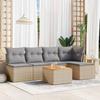 Vidaxl 6-Cz. Garden Furniture Set With Cushions, Beige, Poly Rattan