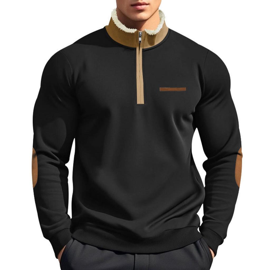 Men's Half Zip Stand Up Collar Warm Outdoor Sports And Leisure Hoodie