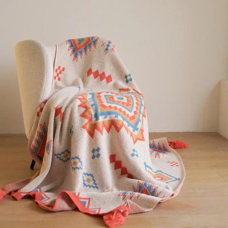 Bohemian Blanket Soft Sofa Cover Summer Blanket Office Nap Blankets Air Conditioning Blankets Knit Blanket For Travel