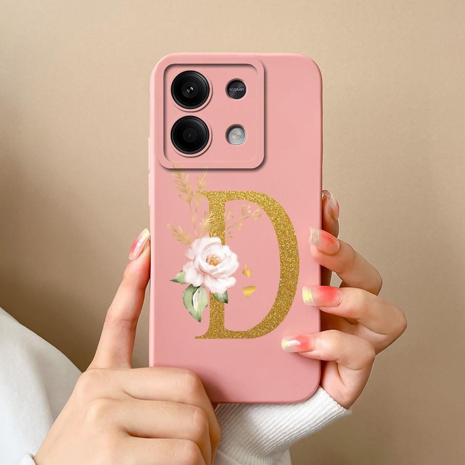 Phone Case For Redmi Note 13 Pro 4G 5G Elegant Letter Soft Liquid Silicone Full Coverage Protector For Redmi Note13 13Pro Fundas