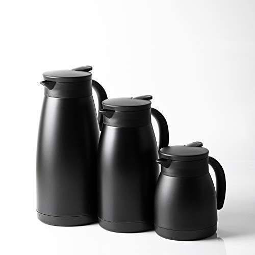 [Online Exclusive] BLKP. Pearl Metal Tabletop Pot, 1.5L, Limited Edition, Black Stainless Steel, Insulates for Hot and Cold Drinks, AZ-5019