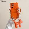 Down Jacket Hand Wrist Strap Case for Samsung Galaxy S25 S24 Ultra S23 S22 Plus S21 FE A55 A56 A16 A54 Dog Lanyard Cover
