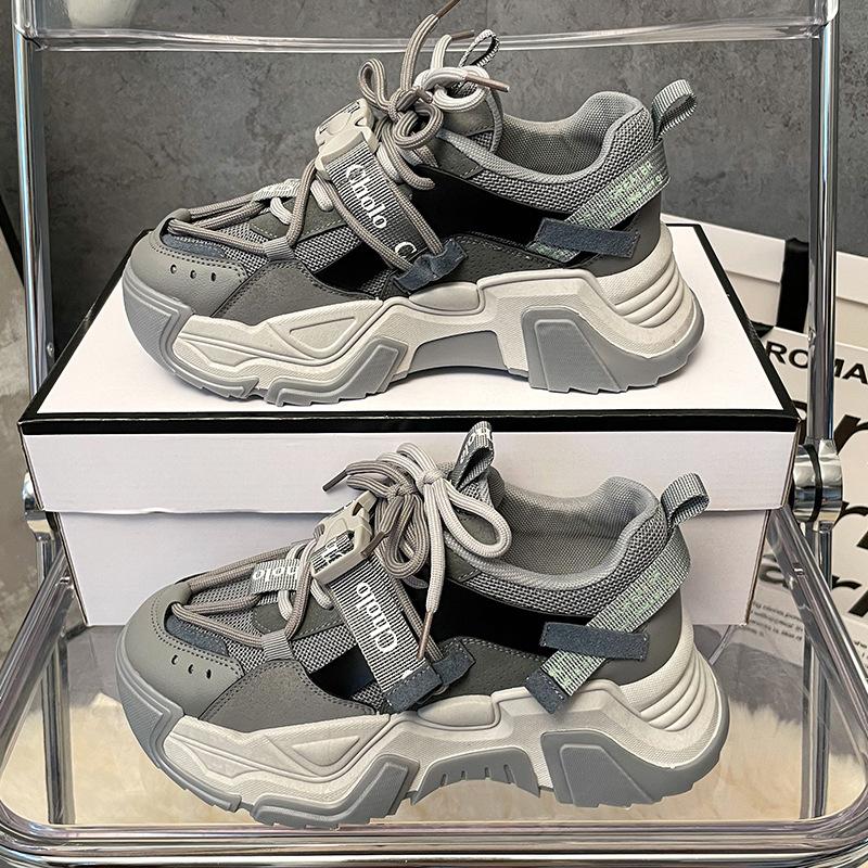 

2025 spring new platform dad shoes live Korean version of casual sports shoes women s versatile buckle running shoes K906 40 серый