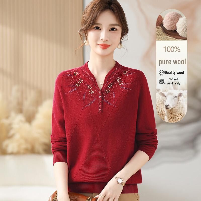 YUZHAOLIN Women s 100% Pure Wool Pullover Sweater XL