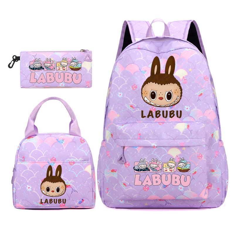 3Pcs/set Backpack for Girl School Teen Student Knapsack Women Rucksack with Lunch Bags Pencil Bag Fish Scale Style Bags