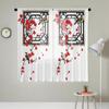 2-piece HD Digital Ancient Style Red Wing Plum Figure Printed Window Veil Home Decorating Style Decorative Living Room Bedroom R