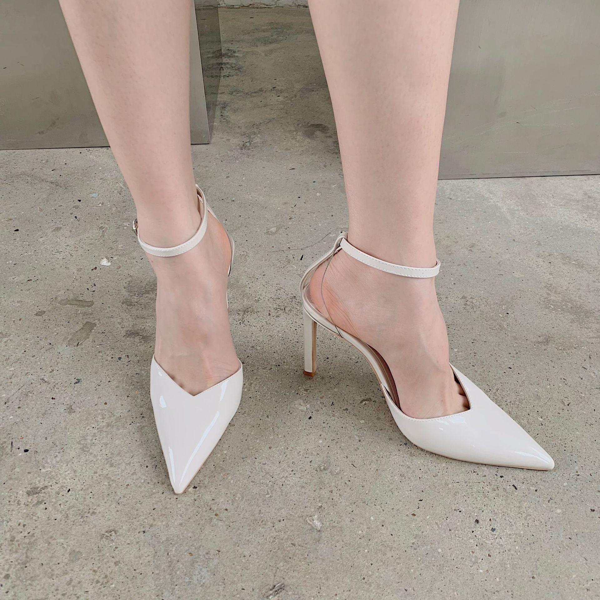 

Популярный новый дизайн туфель-лодочек из лакированной кожи, сексуальный темперамент, туфли-стилеты с острым носком и высоким каблуком 37 белый